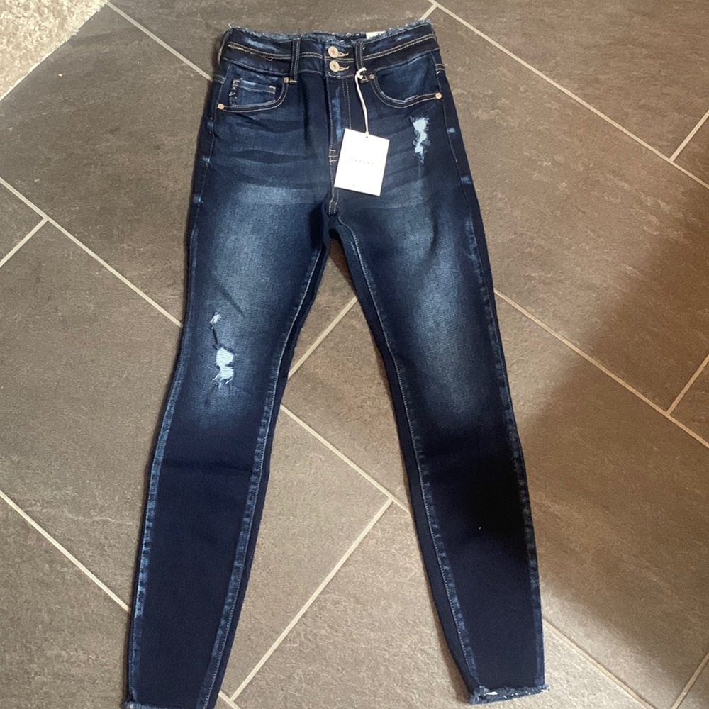 Dark Wash High-Rise Skinny Jeans - Blue